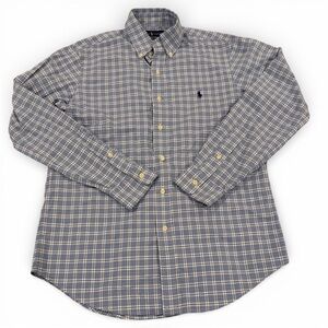 Polo Ralph Lauren Blue White Plaid Button Down Performance Shirt Long Sleeve SML